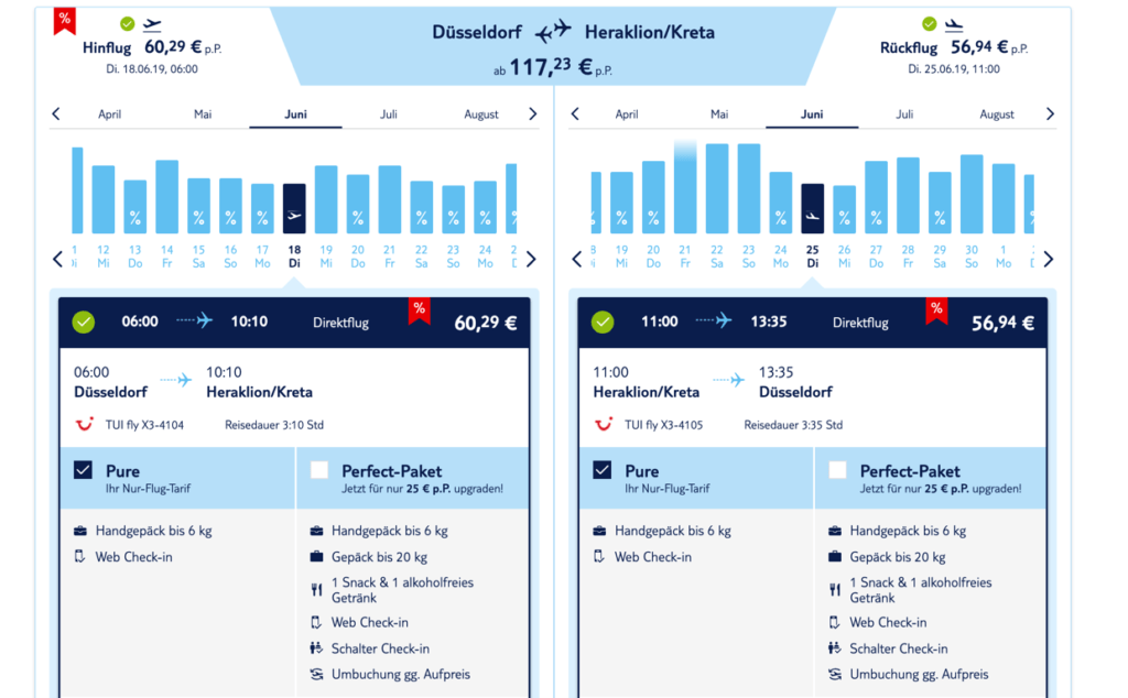 Screenshot Angebot TUIfly DUS-HER-DUS